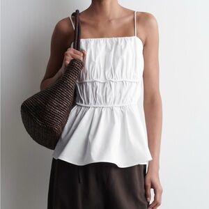 COS GATHERED COTTON PEPLUM TOP